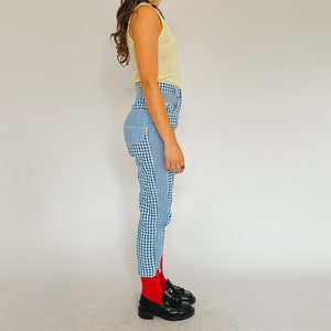 Vintage 1990s cotton gingham pants / blue & white / AU 8-10 image 2