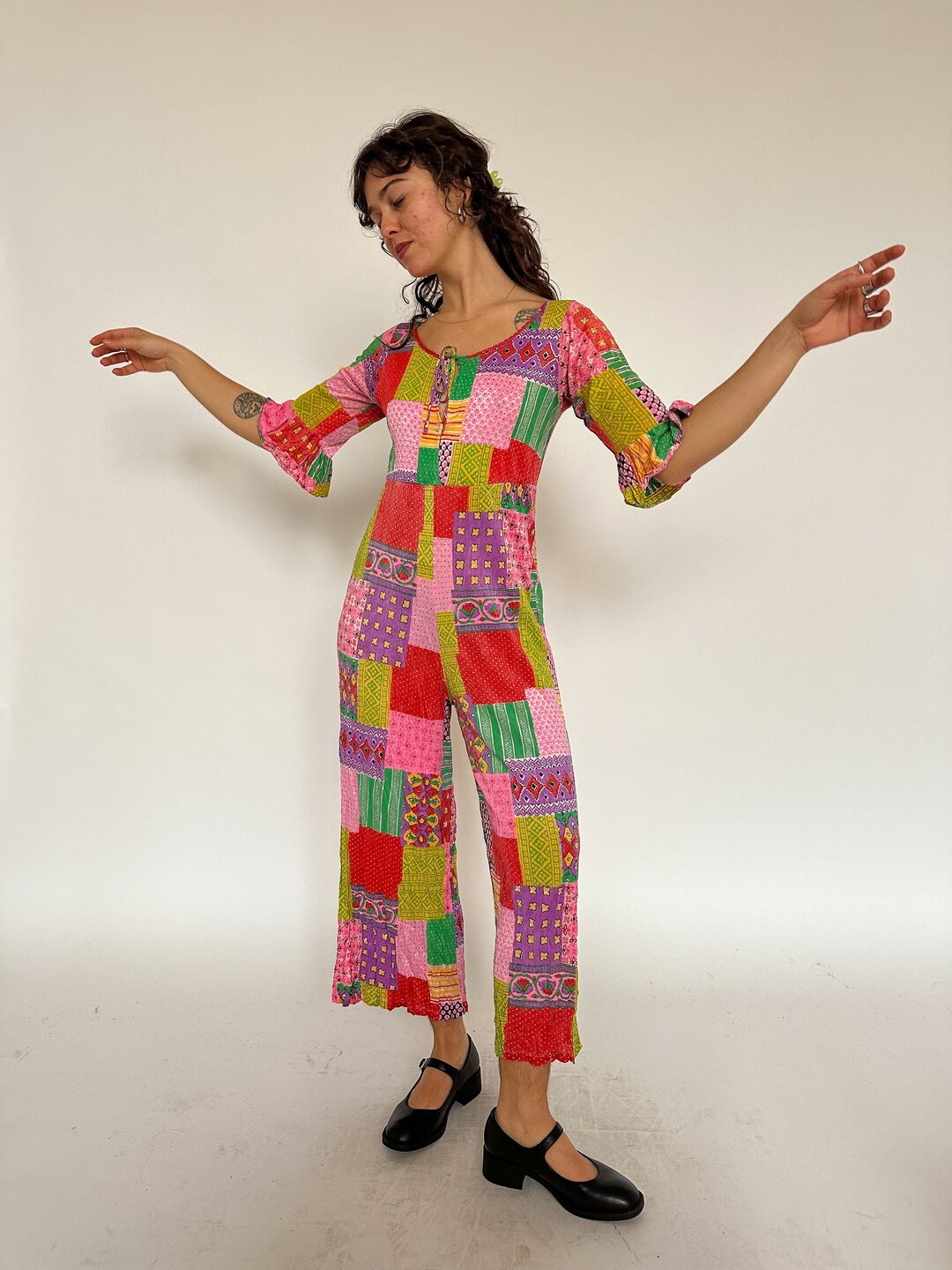 70’s Silver Lamé Button Detail Zip Up Jumpsuit main image 1
