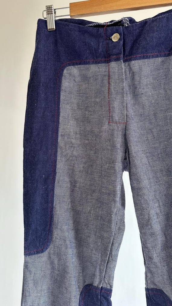 Vintage 1970s Two Tone Patchwork Flared Jeans / B… - image 20