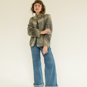 Vintage 1960s Curly Lamb Fur Cropped Length Coat / XS image 1