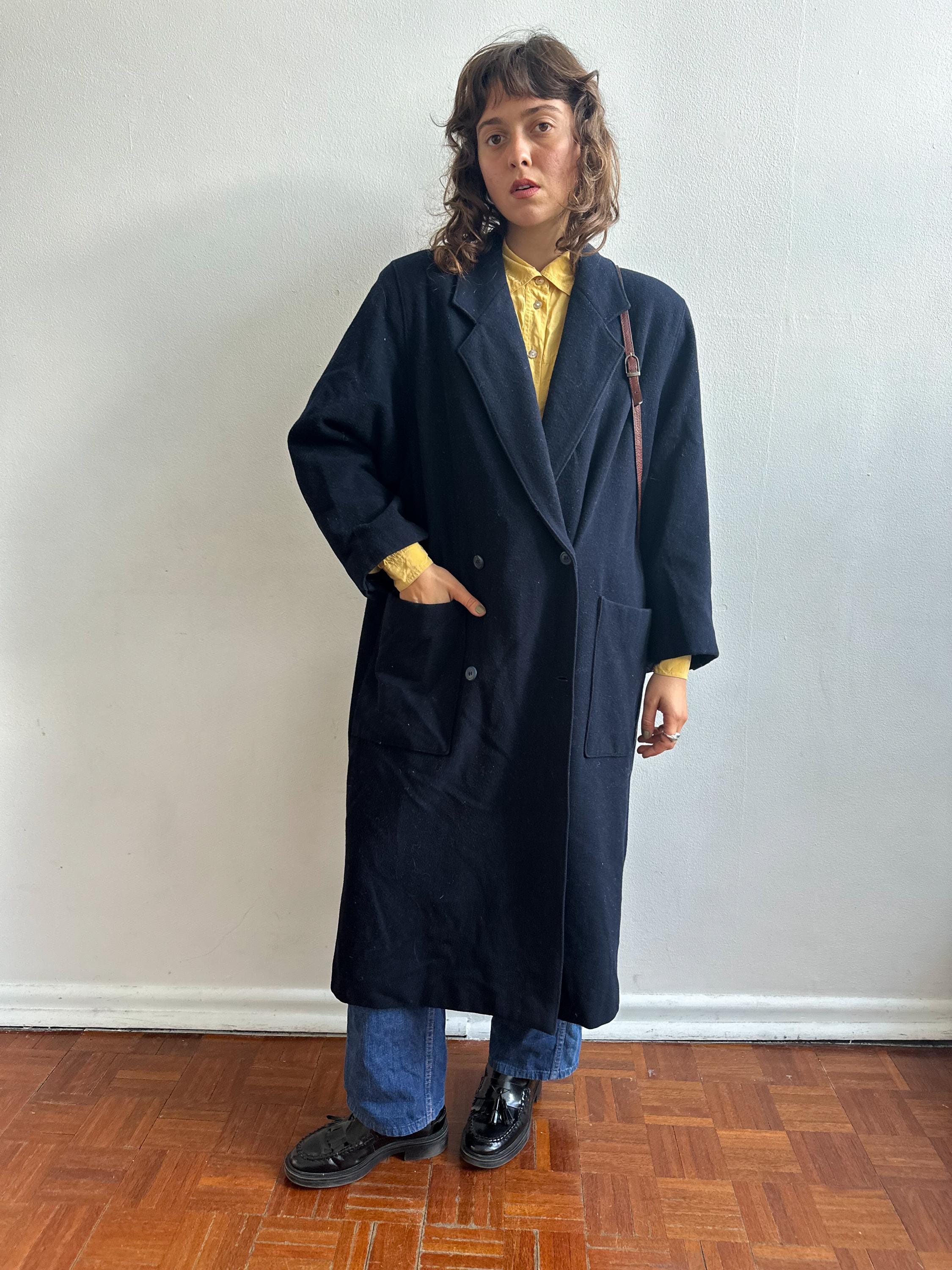 Vintage 1990s Woollen Coat / Double Breasted / Trench Coat