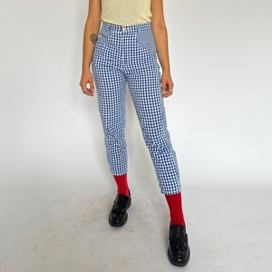 Vintage 1990s cotton gingham pants / blue & white / AU 8-10 image 5