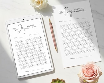 90 dagen pilates-uitdagingtracker: fitnessdagboek (pdf)