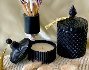 Scented Soy Wax Candle in Decorative Onyx Jar