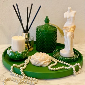 Decorative Candle Set: Scented Soy Wax, Venus Candle, Trinket Tray