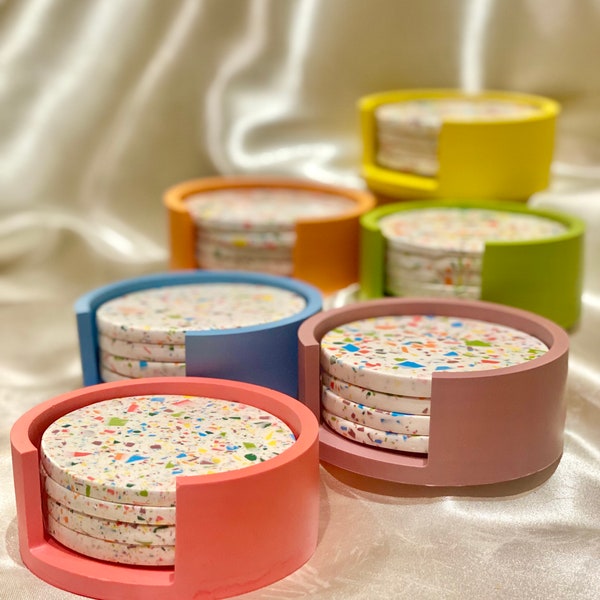 Handmade Coaster Set: Modern Terrazzo Drink Coasters