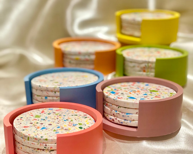 Handmade Coaster Set: Modern Terrazzo Drink Coasters