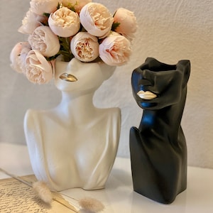 female Head Vase: Nordic Style Body Art jesmonite handmade