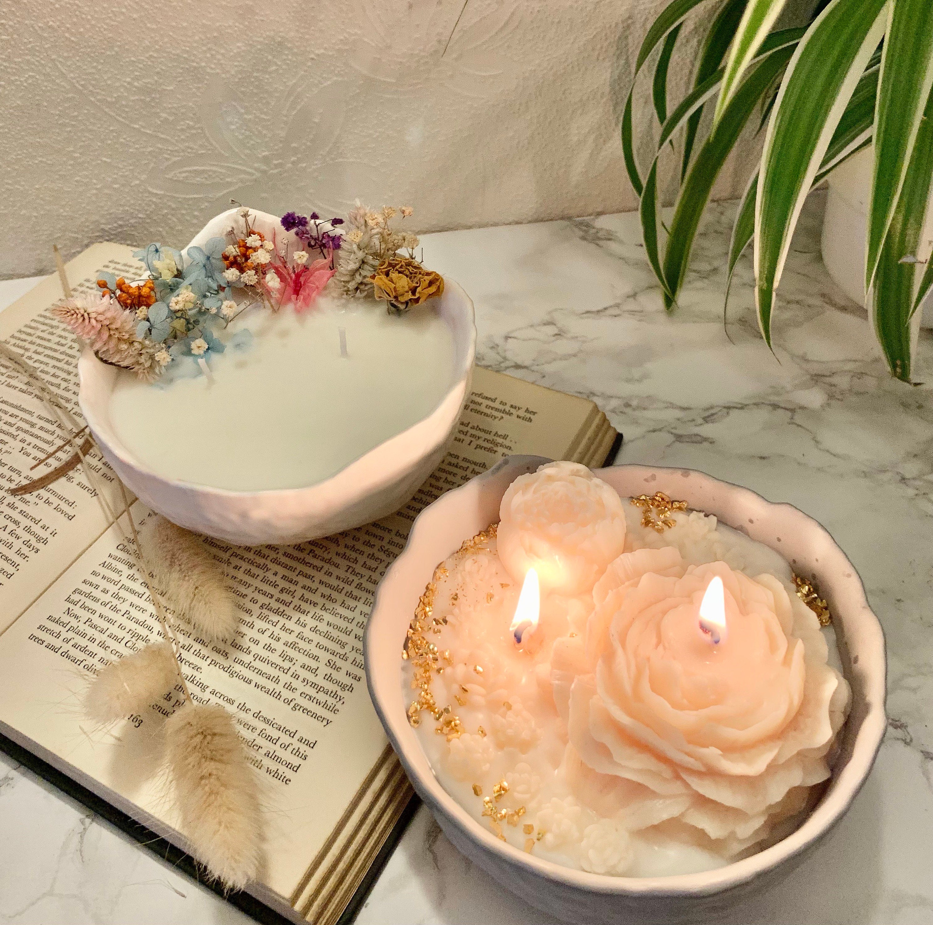 Botanical Soy Candle: Dried Flowers, Scented Soy Wax - Etsy