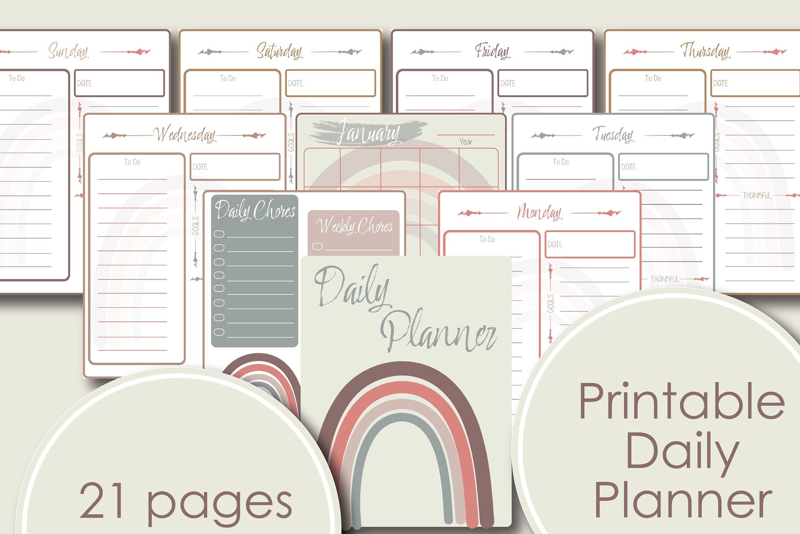 Printable Boho Daily Planner | Etsy
