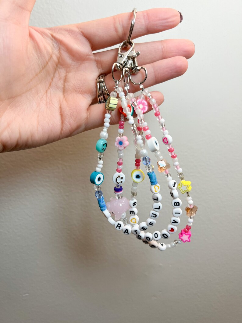 Custom Beaded Name Trendy Keychains Custom Keychainsbeaded Etsy