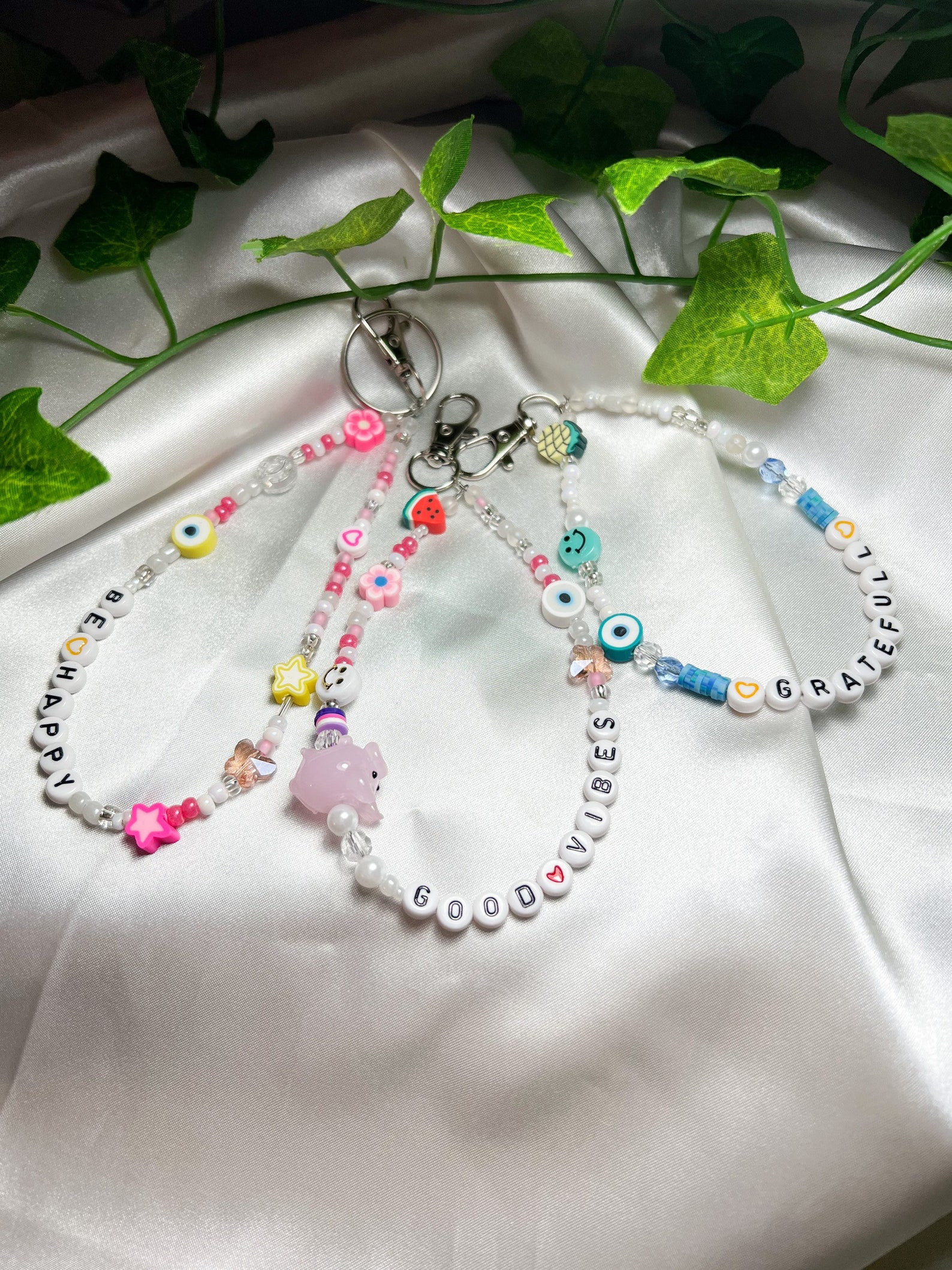 Custom Beaded Name Trendy Keychains Custom Keychainsbeaded Etsy