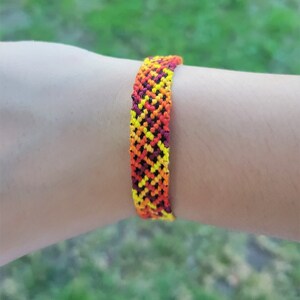 Red, Orange, Yellow, and Black Fire Checkered Friendship Bracelet - Gift For Kids And Teens - Summer Jewelry