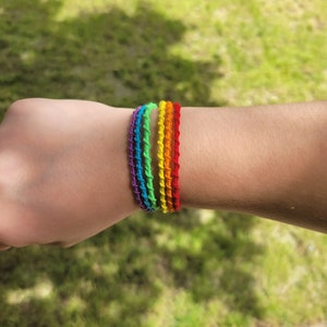 Rainbow Pride Friendship Bracelet - Handmade Adjustable Gay Pride Bracelet - LGBTQ Bracelet - Rainbow Staircase Friendship Bracelet