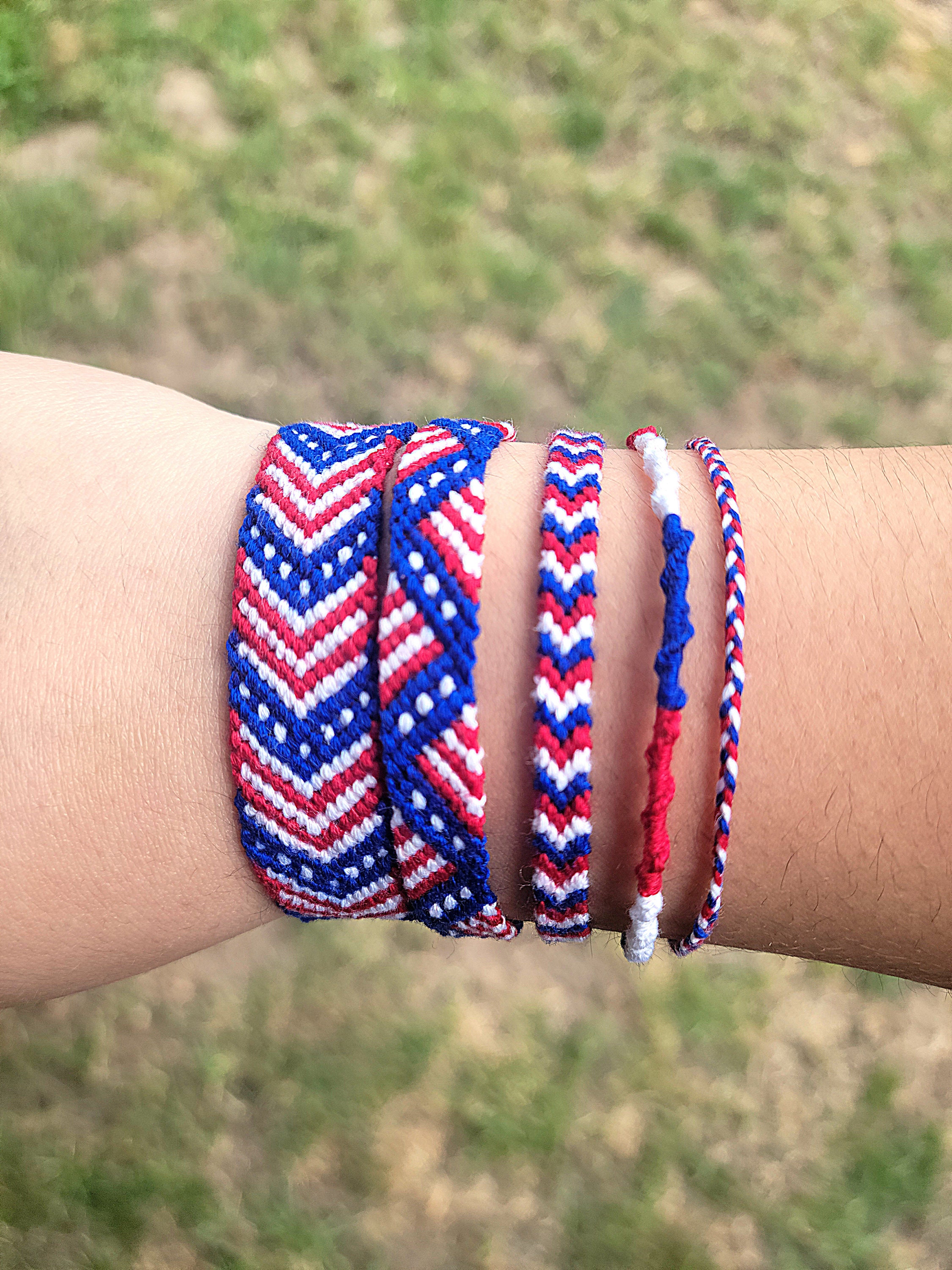 Red white and blue friendship bracelet best sale