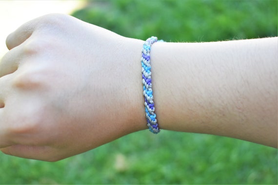 Friendship Bracelets-handmade by Kraftykeren-bordered Candystripe and Leaf  Braided Stitch - Etsy