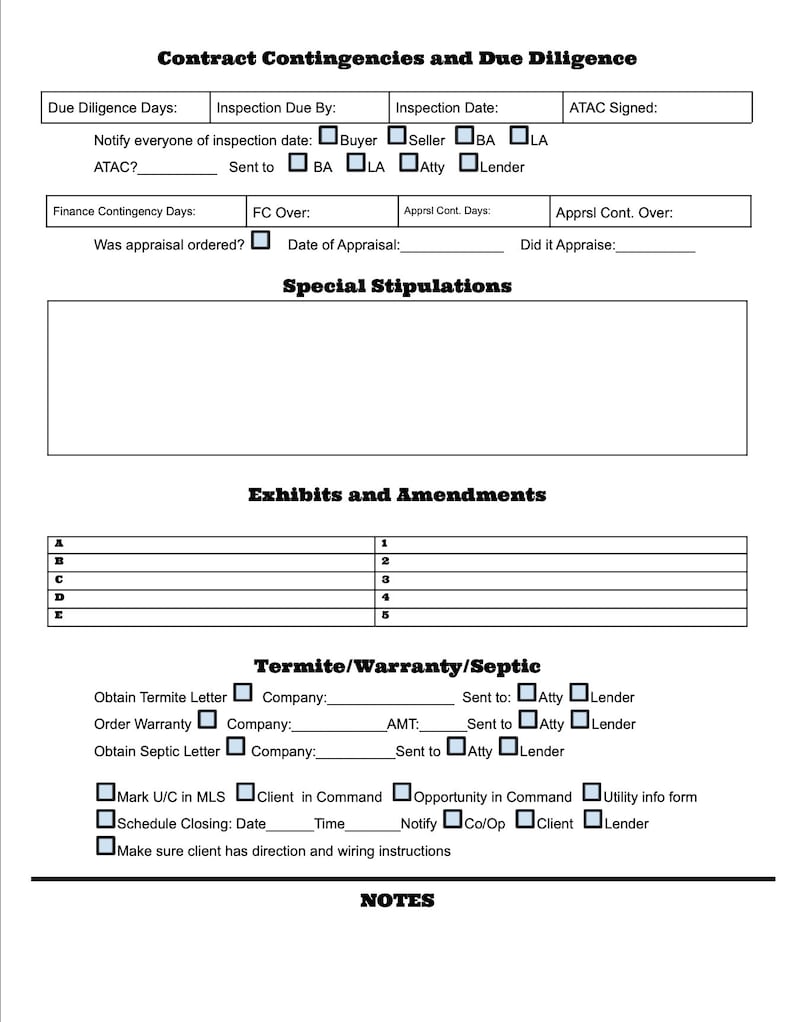 Under Contract Checklist for Keller Williams Real Estate Agents - Etsy