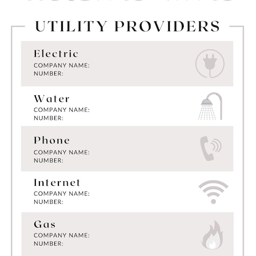 Utility Providers Template real Estate Editable Etsy