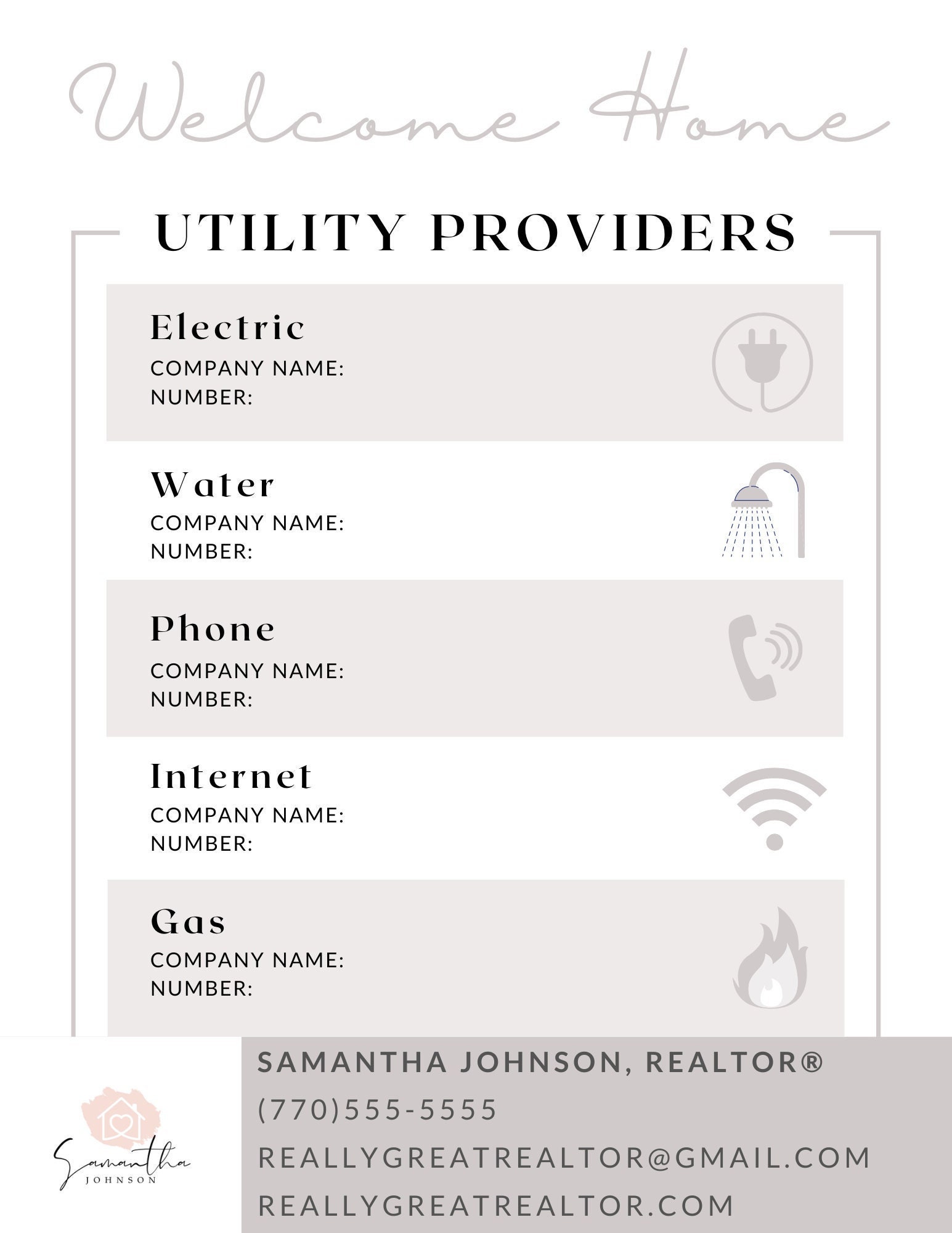 Real Estate Utility Information Form Etsy