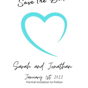 Save the Date Card  Template - Simple Heart - Printable