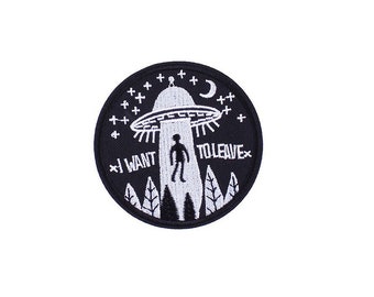 patch brodé thermocollant alien extraterrestre 74mm