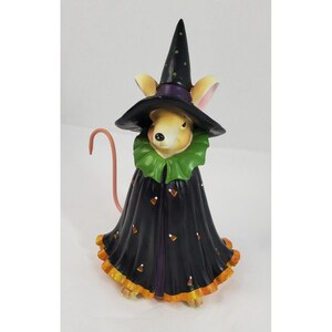 Floral Mousquerade Resin Mouse In Witch Costume With Bobble Tail