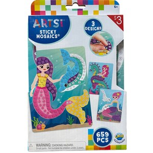 Orb Toys Artsi Sticky Kids Mosaics Kit Unicorn Tiara Mermaid Princess 5+ Travel
