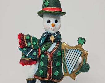 Lenox 2000 International Pencil Snowman Collection Shamrock Snowman Irish Legacy