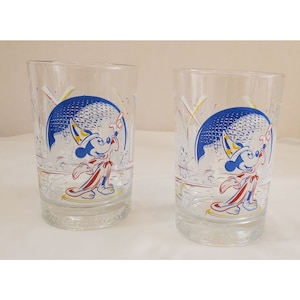 McDonalds Walt Disney World's 25th Anniversary Mickey Mouse Epcot Glasses Set of 2