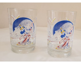 McDonalds Walt Disney World's 25th Anniversary Mickey Mouse Epcot Glasses Set of 2
