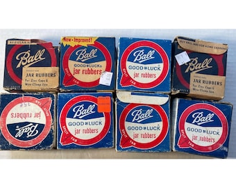 Vintage Ball Rubbers Mason Canning Fruit Jars Lot Jar Rubbers 8 Boxes NOS Collector