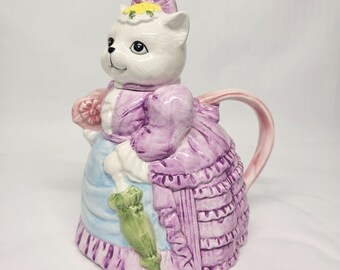 Vtg Lady Cat Megan's Hallmark Tetera ornamental hecha en Taiwán