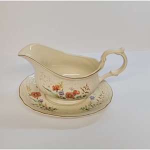 Vtg Mikasa Margaux Fine China Gravy Boat with Underplate Vintage 1980s
