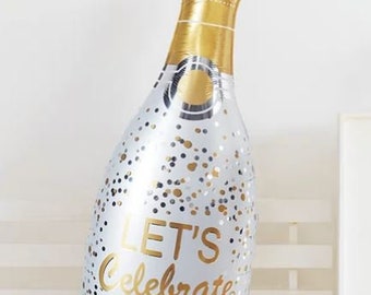 White Wine Bottle Shaped Foil Balloon