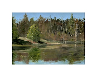 Original - "Spring Pond" Oil Painting 9x12 on Stretched Canvas