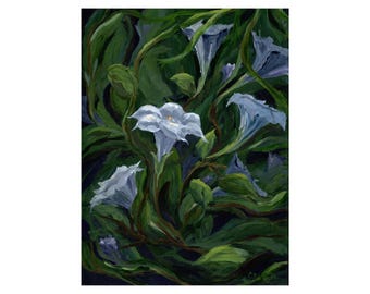 Original - "Datura" Acrylic Painting 9x12 on Stretched Canvas