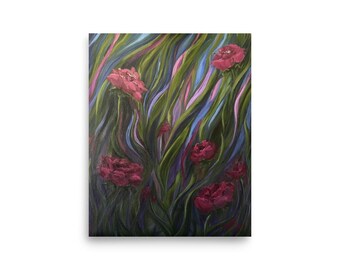Undercurrents 2 - Fine Art Print, Pink Green Floral Abstract Wall Decor, Living Room, Bedroom, Office, Entryway Artwork CS Studios