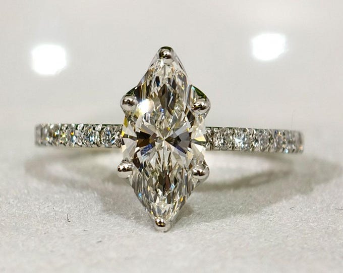 1.50 CT Marquise Cut Lab Grown Diamond Solitaire Engagement Ring, Wedding Ring IGI Certified Marquise Diamond Ring
