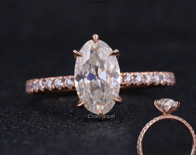 OEC Oval Cut Engagement Ring, Oval 2CT Moissanite Wedding Bridal Ring Claw Prong Set Anniversary Ring For Wife Diamond Proposal Ring For Her