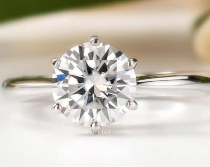 3 Carat Round Brilliant Cut Lab Grown Diamond Solitaire Engagement Ring, 6 Prong Solitaire Ring, White Gold IGI Certified CVD Diamond Ring