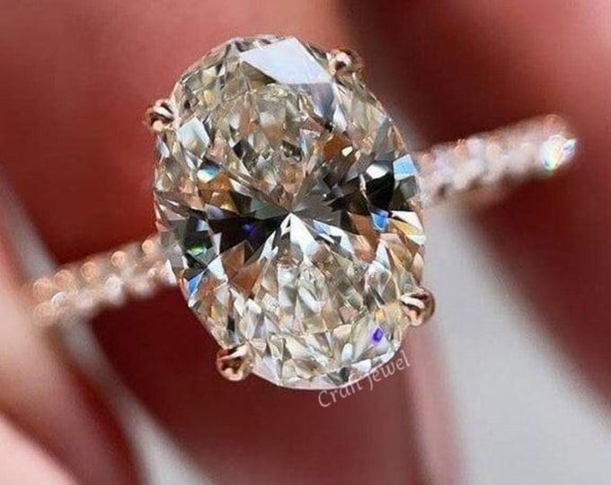 Oval Cut Hidden Halo Lab Grown Diamond Ring