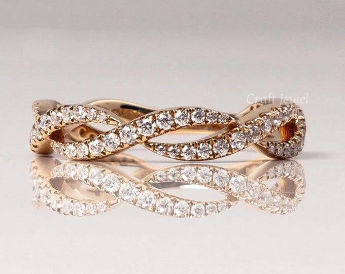 14K Gold Diamond Twisted Wedding Band, Diamond Ring, Twisted Band, Diamond Twisted Band, Diamond Rope Band, Matching Band, Stackable Band