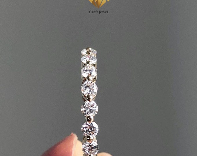 Round cut Bubble moissanite wedding Band, Full Eternity Wedding Band, Moissanite Matching Band, Matching Wedding Band, Best Gift for Women