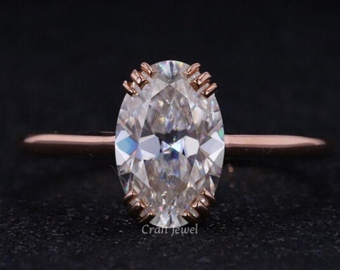 2.50 CT Oval Cut Triple Claw Prong Ring, Solitaire Moissanite Ring, Wedding Bridal Ring, Anniversary Ring, Classic Solitaire Promise Ring