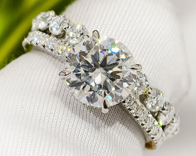 2 Carat IGI CERTIFIED F/G Color VS1 Clarity Round Cut Lab Grown Diamond Engagement Eternity Ring & Eternity Band Unique Matching Wedding Set