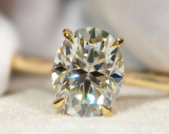 2.50 CT Oval Cut Colorless Moissanite Engagement Ring, 14K Solid Gold Solitaire Diamond Wedding Ring, Luxurious Proposal Ring