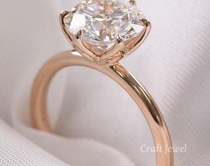 Round Cut 2CT Lab Grown Diamond Engagement Ring Classic Solitaire Anniversary Ring Claw Prong Set Wedding Ring Simple Promise Ring For Her