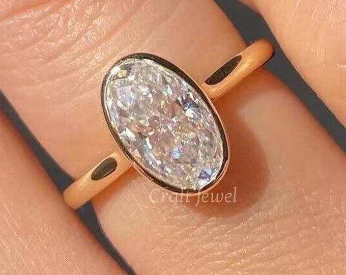 Oval Cut Bezel Set Lab Grown Diamond Ring