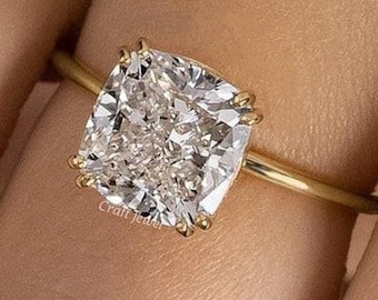 2 CT Cushion Cut Moissanite Solitaire Engagement Ring with Double Claw Prongs Setting – Bridal Ring & Perfect Gift for Your Loved One