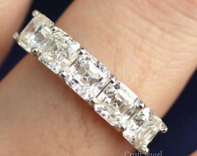 Five Stone Designer Wedding Band, 2 TCW Asscher Cut Moissanite Matching Band For Engagement Ring Half Eternity Promise Band Anniversary Gift
